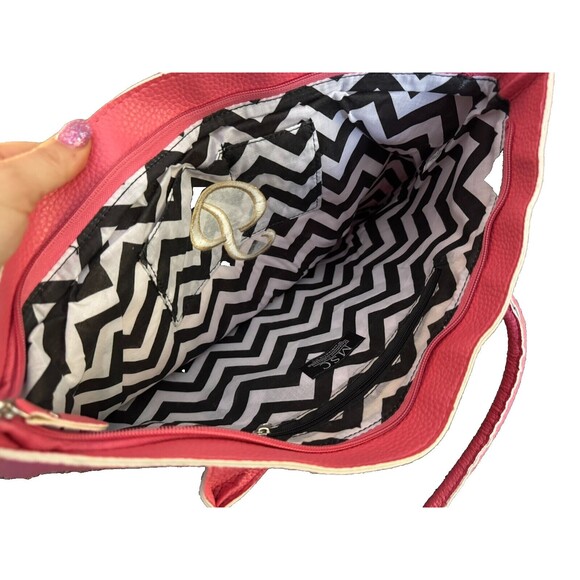 "P" Monogram New MSC Tote Bag Large Coral Initial Cursive Gold P - Picture 3 of 5